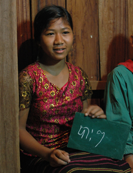 Student with slateboard